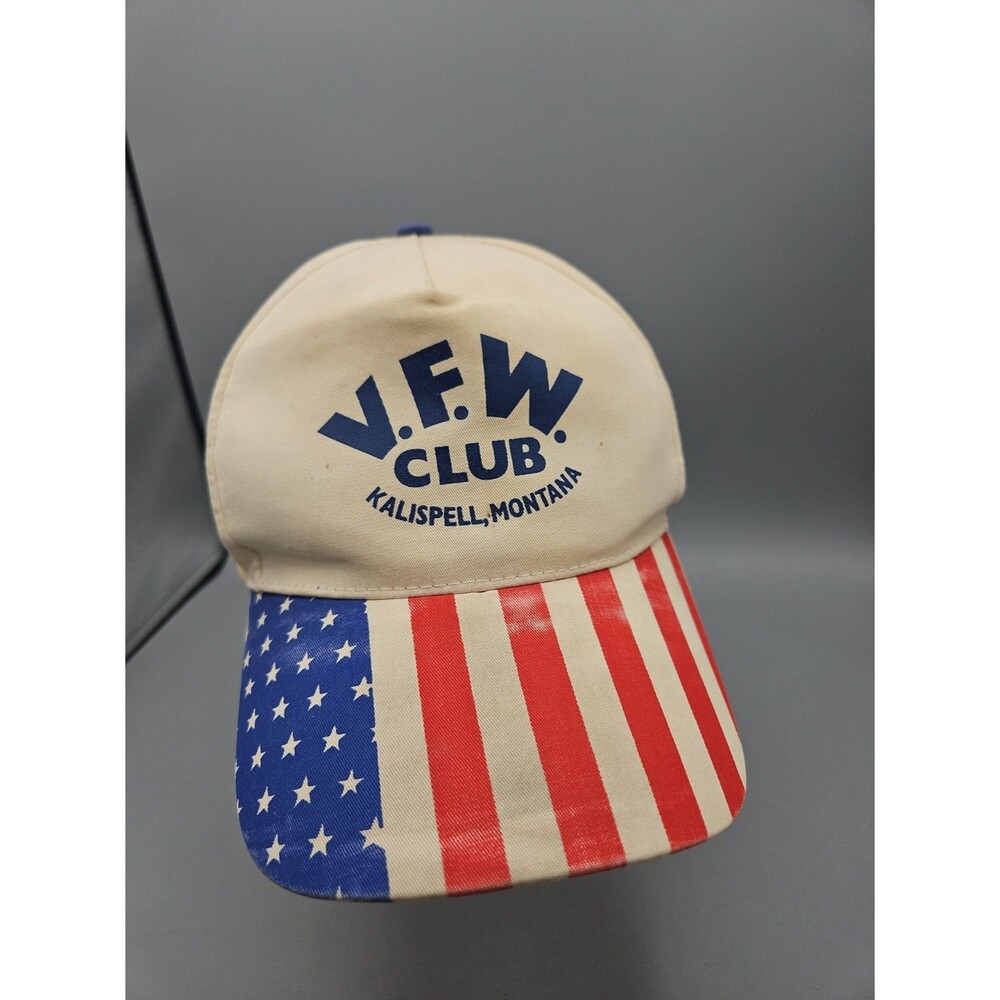 VFW Club Kalispell Montana Flag Bill Hat Cap Vintage Veterans Of Foreign Wars
